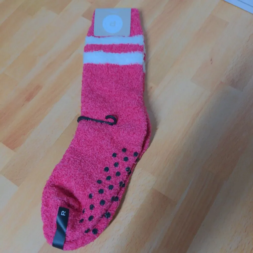 Richer Poorer Pink Hope Slipper Crew Socks Barbiecore Sticky - Size US 5-10